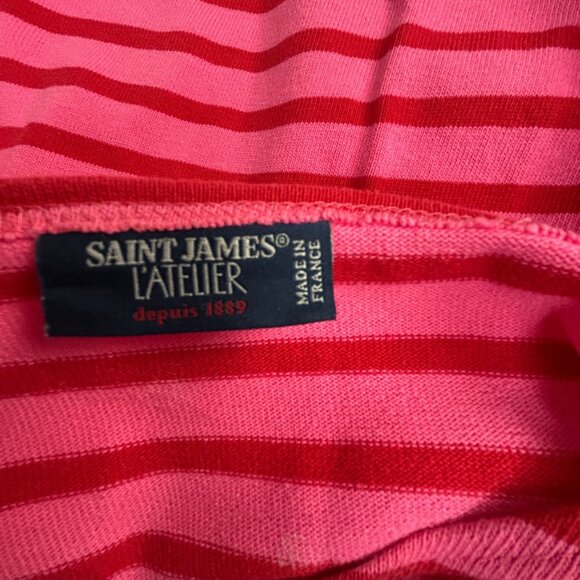 Saint James L'atelier Women's Pink Striped Pullover Shirt Top Cotton Size 8 - Picture 3 of 8